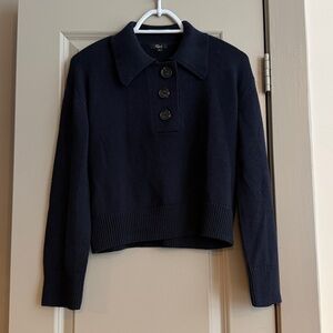 Rails Navy Collared Button-Placket Sweater